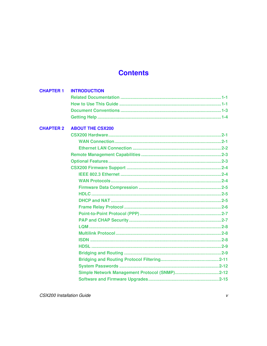 Cabletron Systems CSX200 manual Contents 