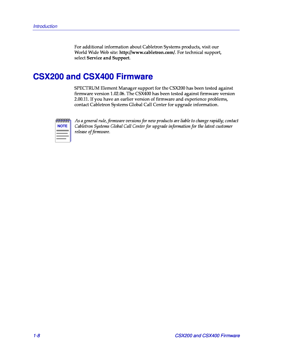Cabletron Systems manual CSX200 and CSX400 Firmware, Introduction 