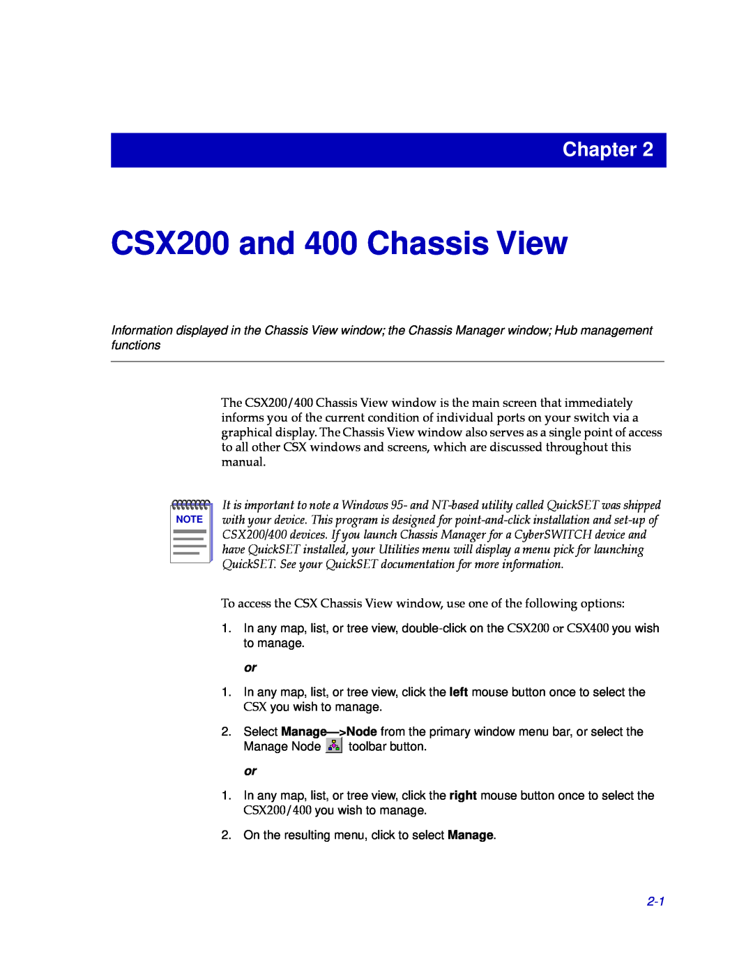 Cabletron Systems CSX400 manual CSX200 and 400 Chassis View, Chapter 