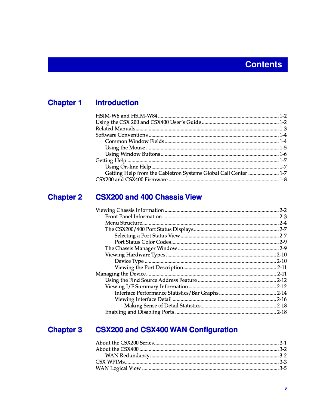 Cabletron Systems Contents, Chapter, CSX200 and CSX400 WAN Conﬁguration, Introduction, CSX200 and 400 Chassis View 