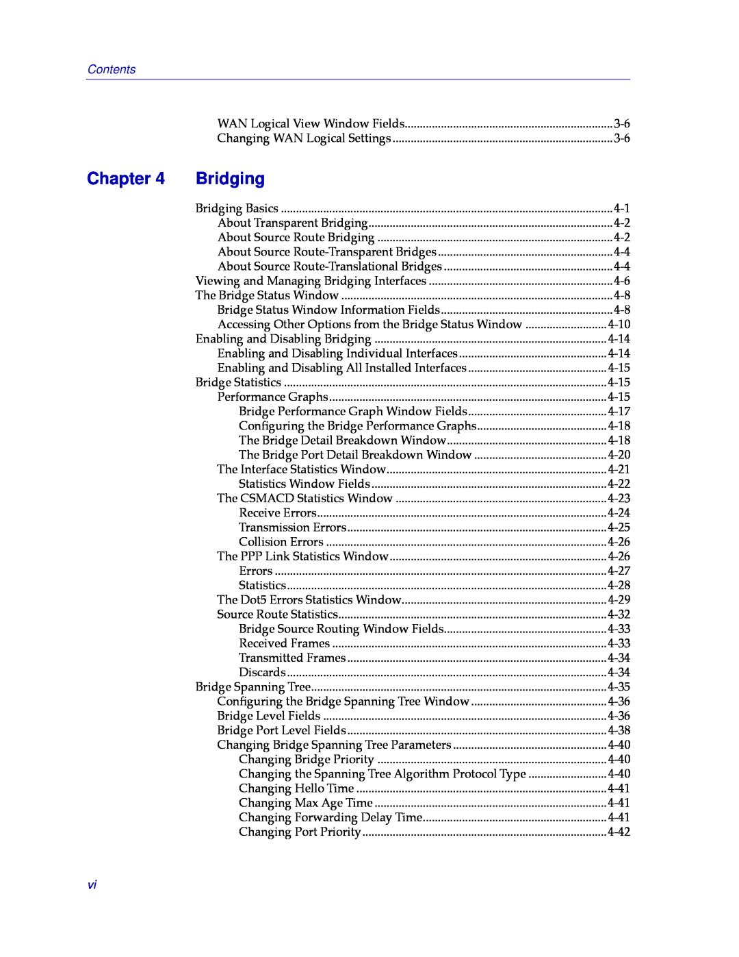 Cabletron Systems CSX400, CSX200 manual Bridging, Contents, Chapter 