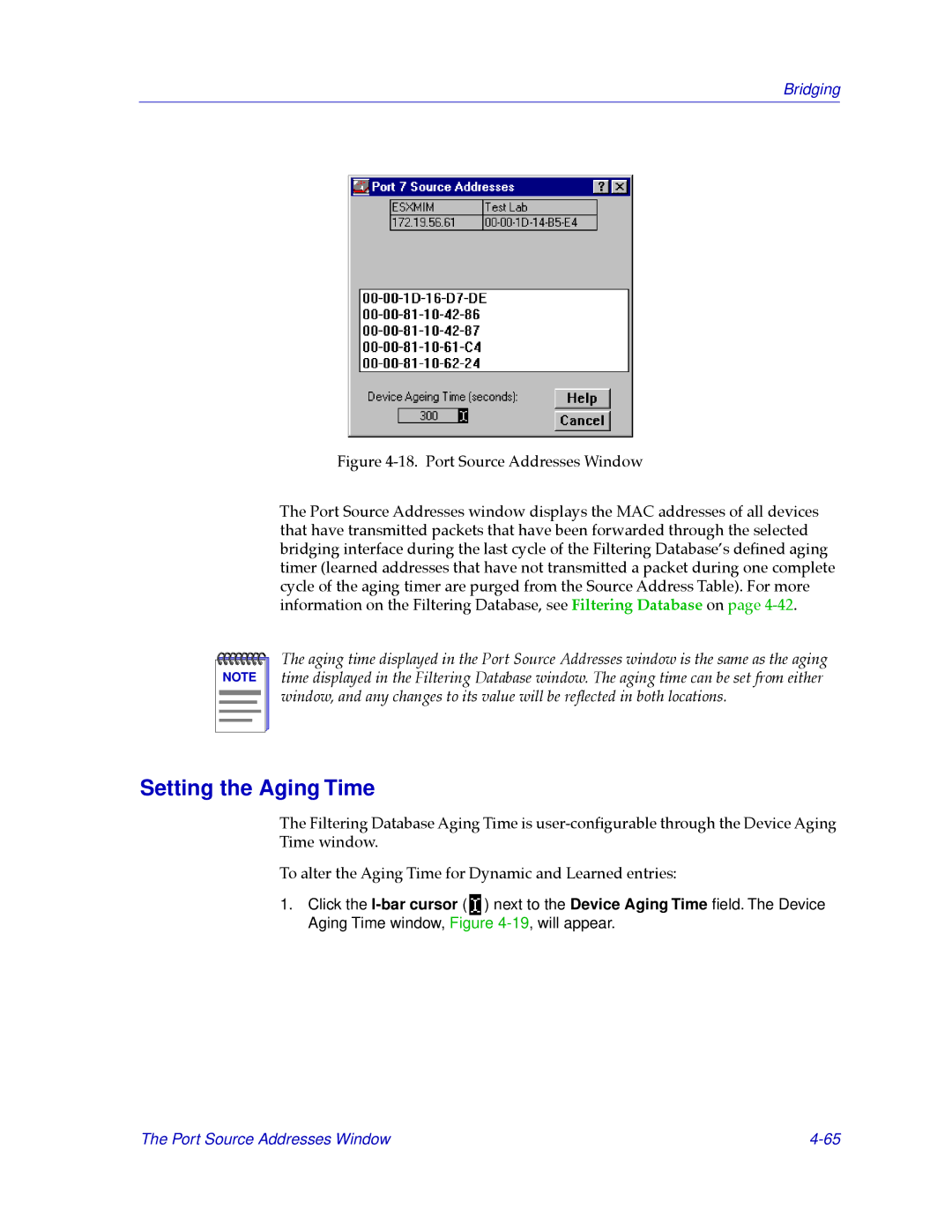 Cabletron Systems CSX200, CSX400 manual Setting the Aging Time 