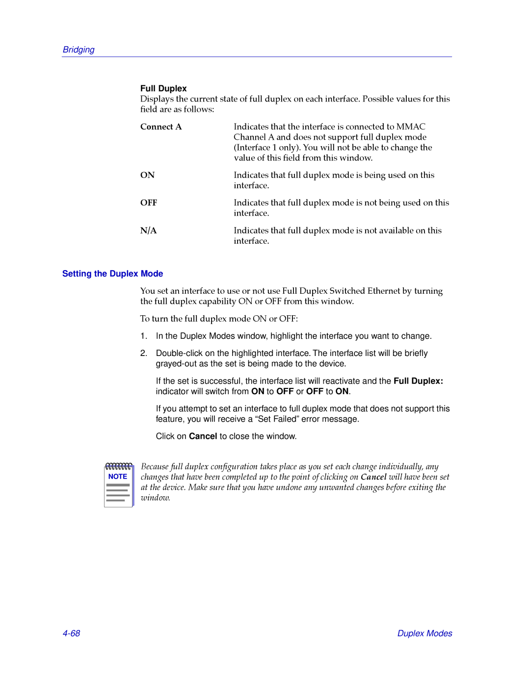 Cabletron Systems CSX400, CSX200 manual Full Duplex, Setting the Duplex Mode 