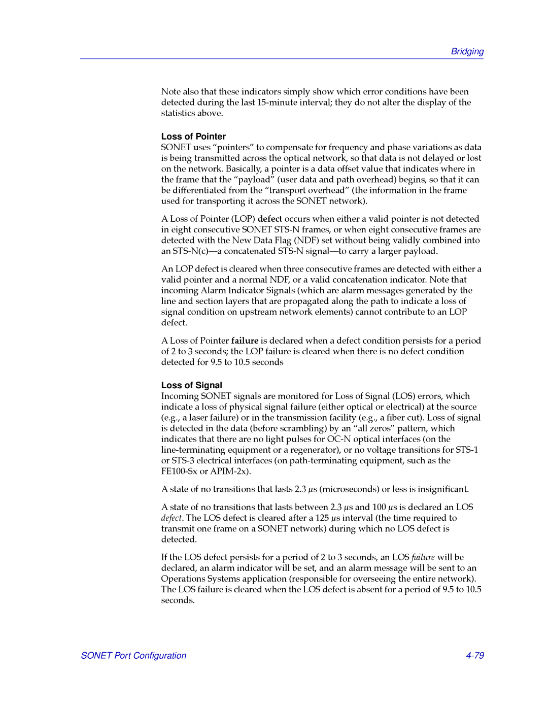 Cabletron Systems CSX200, CSX400 manual Loss of Pointer, Loss of Signal 