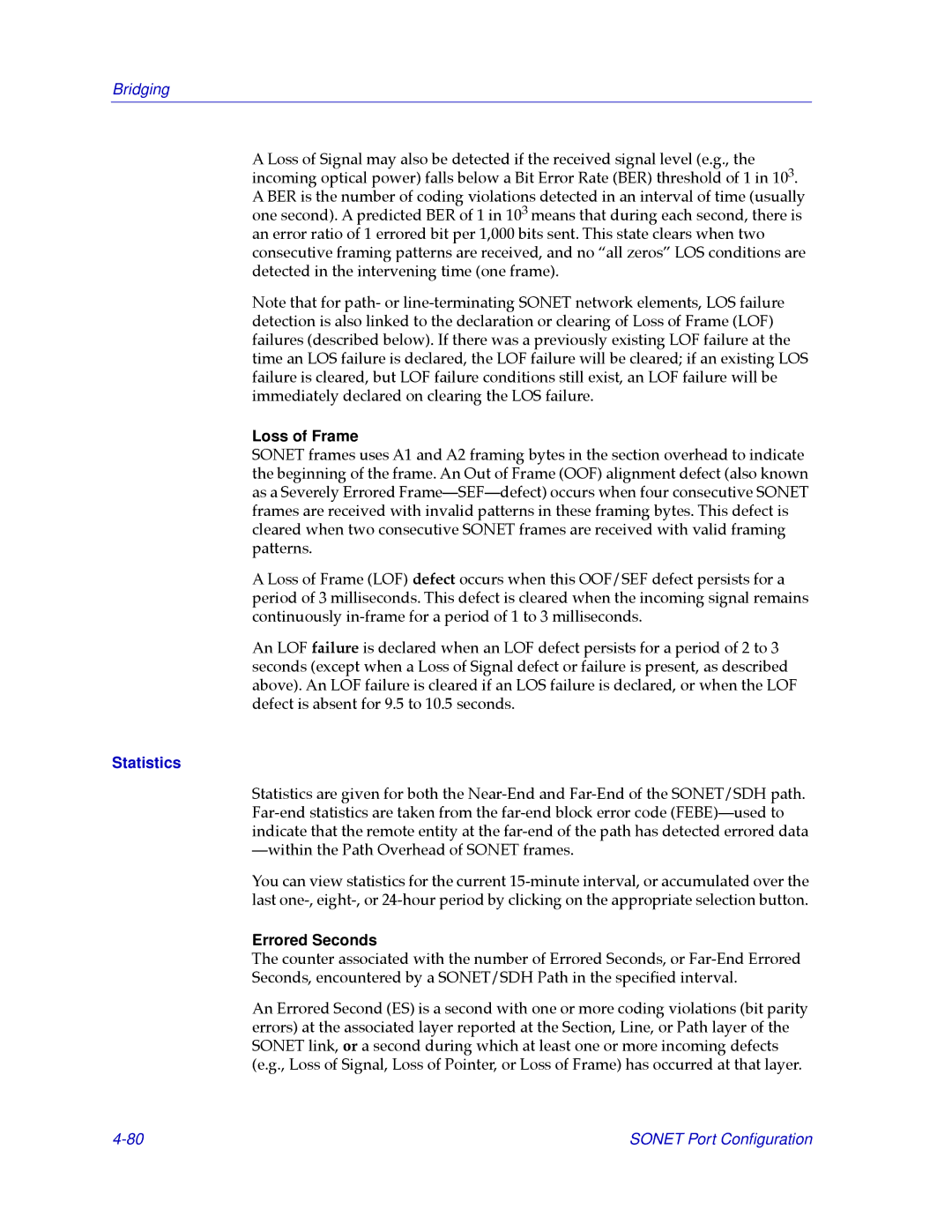 Cabletron Systems CSX400, CSX200 manual Loss of Frame, Errored Seconds 