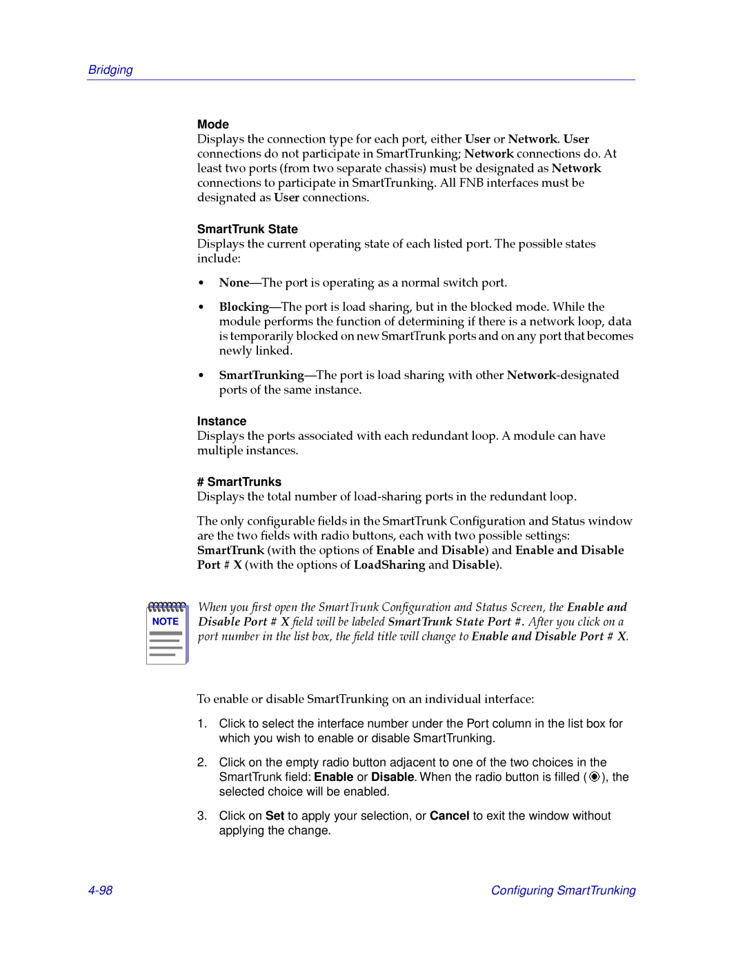 Cabletron Systems CSX400, CSX200 manual Mode, SmartTrunk State, Instance, # SmartTrunks 