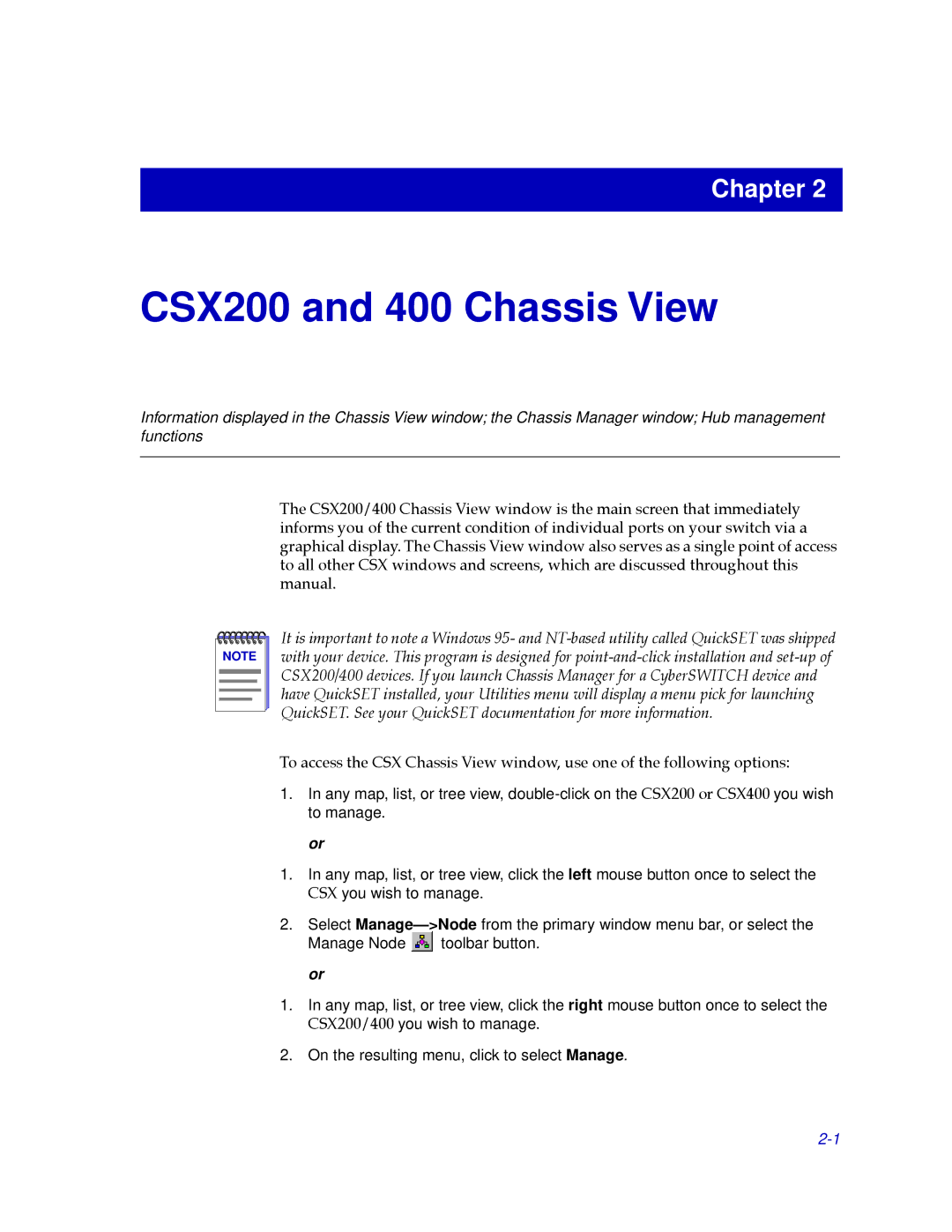 Cabletron Systems CSX400 manual CSX200 and 400 Chassis View 