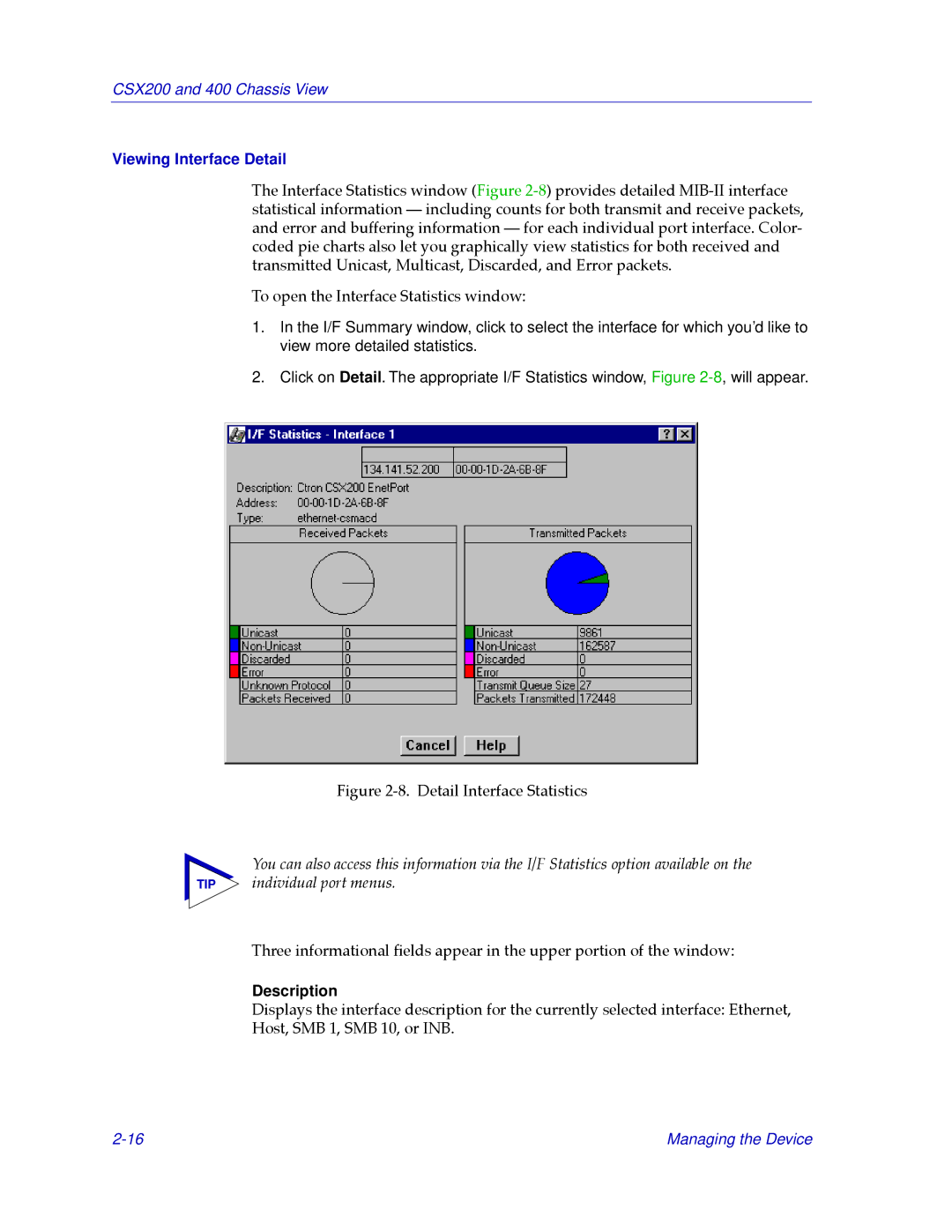 Cabletron Systems CSX400, CSX200 manual Viewing Interface Detail, Detail Interface Statistics 