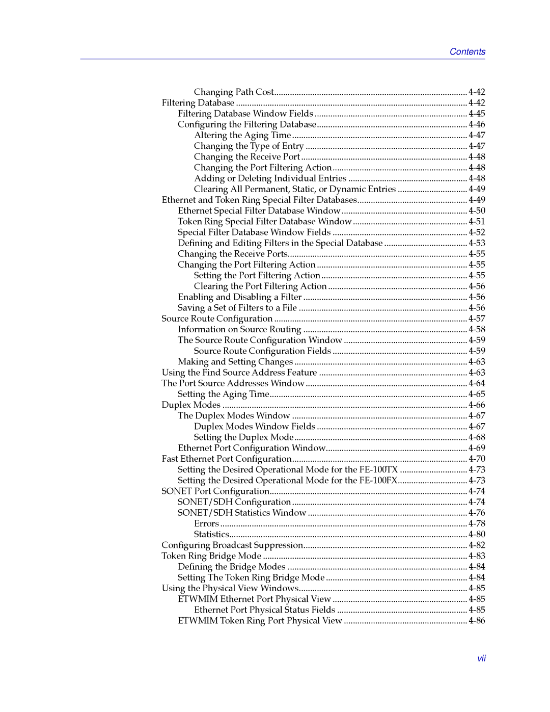 Cabletron Systems CSX200, CSX400 manual Vii 