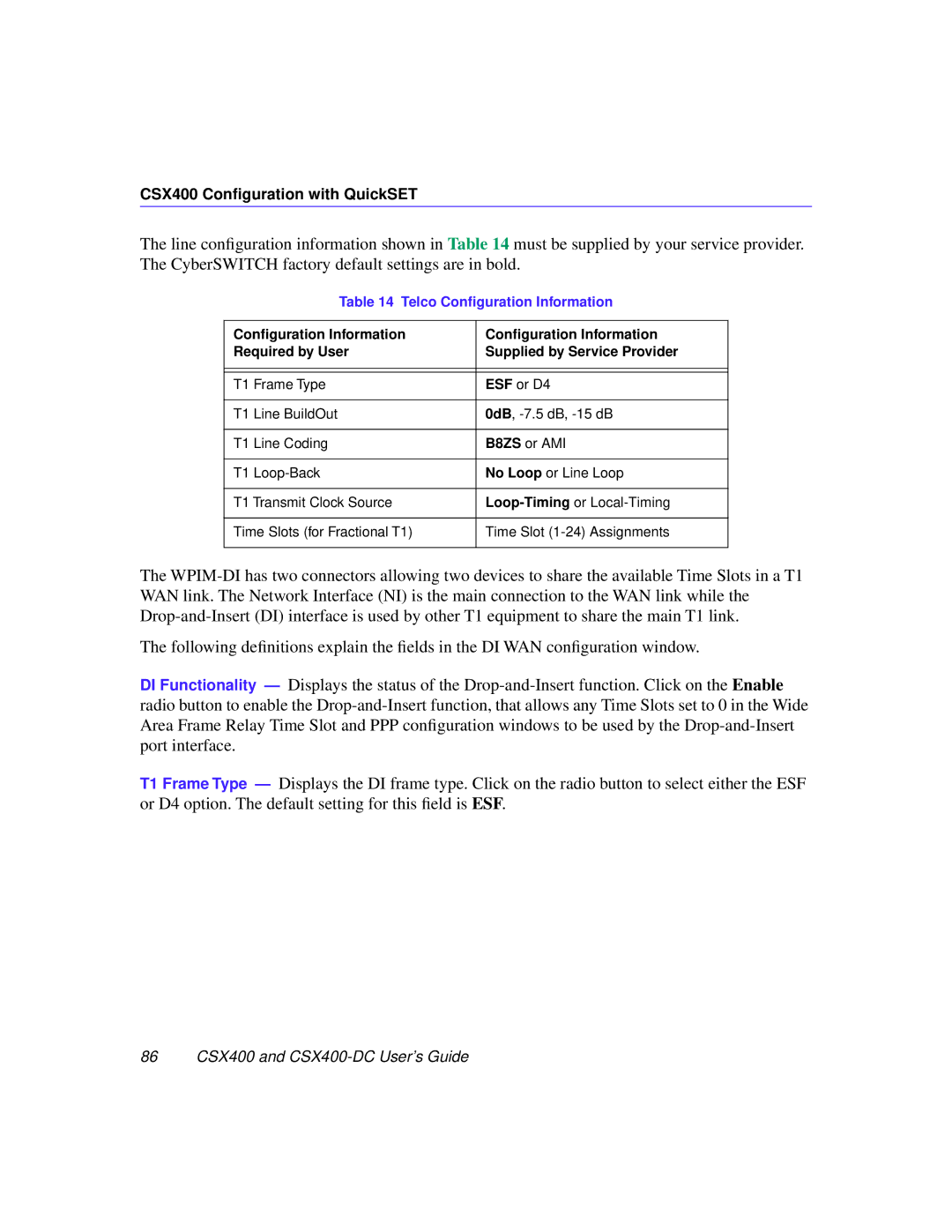 Cabletron Systems manual 86 CSX400 and CSX400-DC User’s Guide 