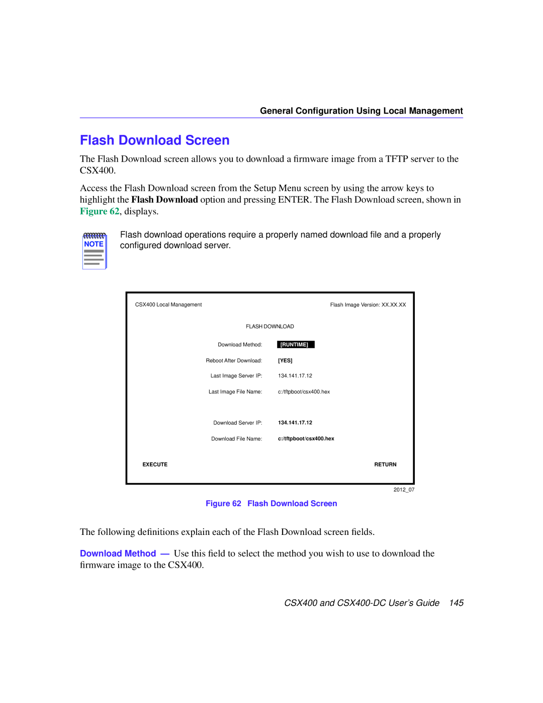 Cabletron Systems CSX400-DC manual Flash Download Screen 