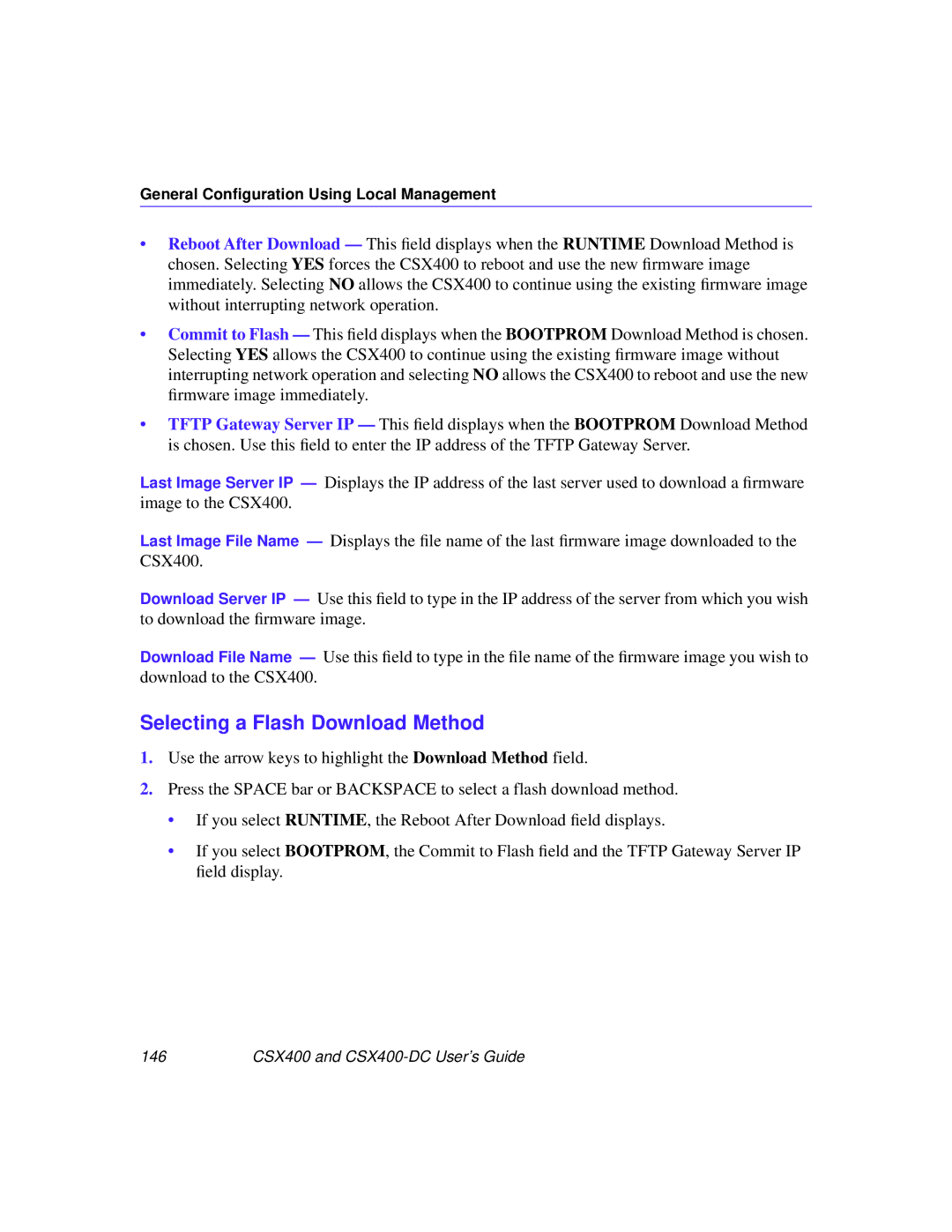 Cabletron Systems CSX400-DC manual Selecting a Flash Download Method 