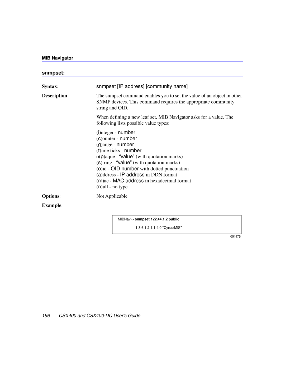 Cabletron Systems CSX400-DC manual Snmpset 