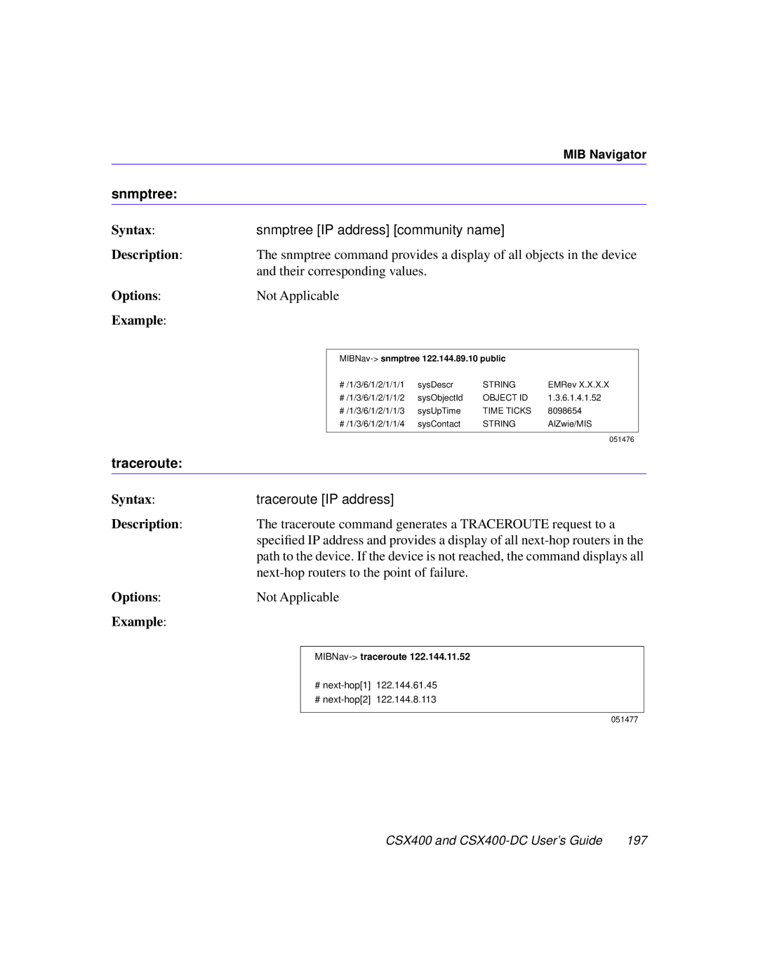 Cabletron Systems CSX400-DC manual Snmptree, Traceroute 