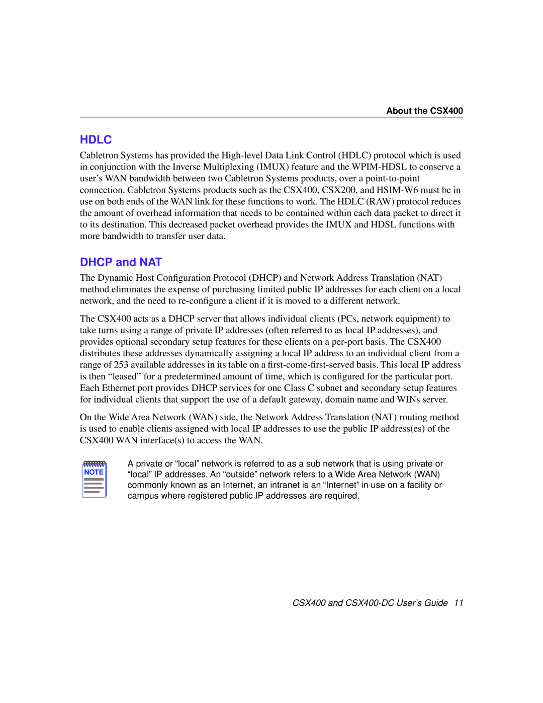 Cabletron Systems CSX400-DC manual Hdlc, Dhcp and NAT 