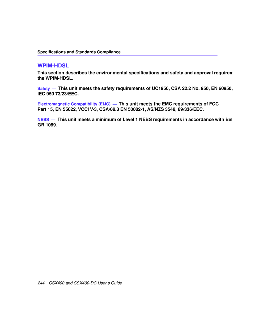 Cabletron Systems CSX400-DC manual Wpim-Hdsl 