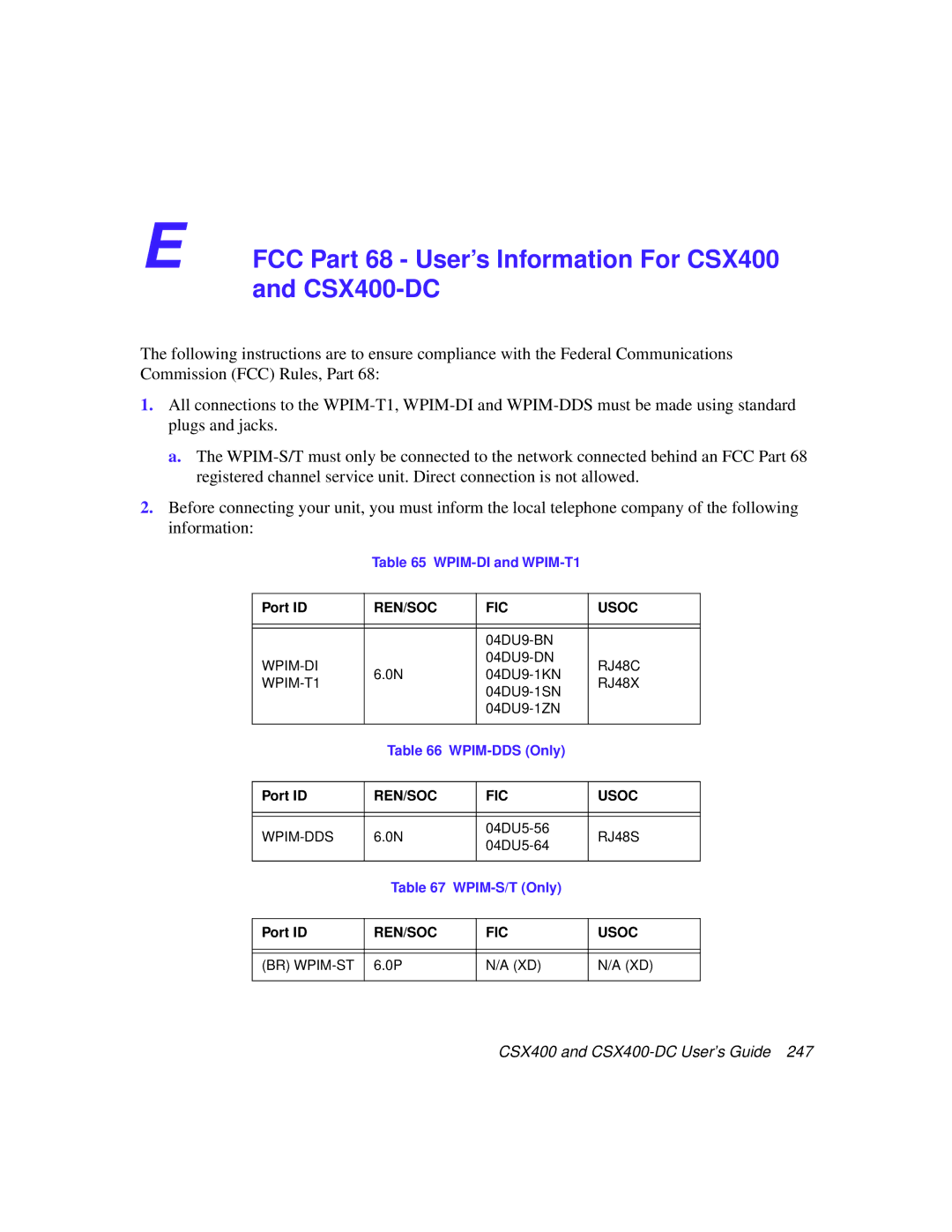 Cabletron Systems CSX400-DC manual WPIM-DI and WPIM-T1, Port ID, WPIM-DDS Only, WPIM-S/T Only 