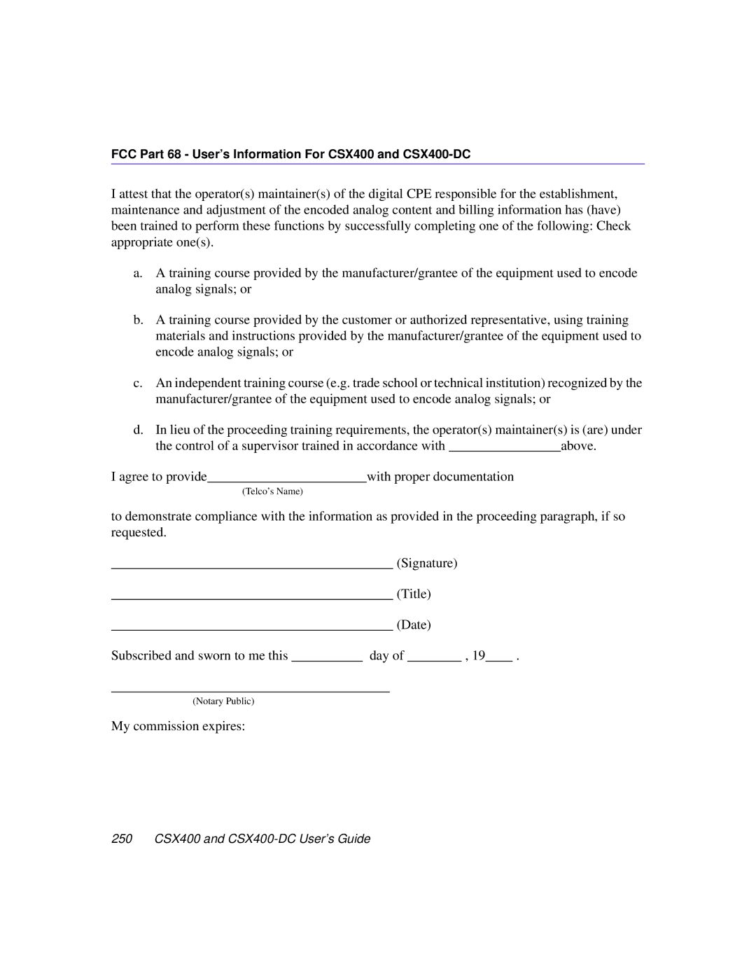 Cabletron Systems CSX400-DC manual My commission expires 