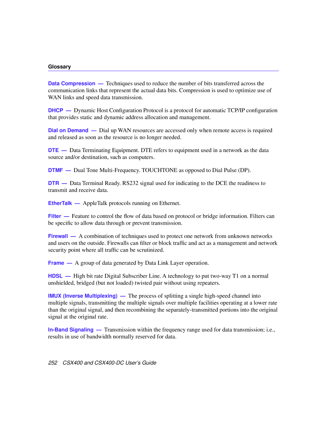 Cabletron Systems CSX400-DC manual Glossary 