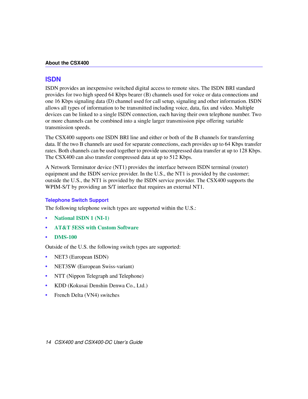 Cabletron Systems CSX400-DC manual Isdn 