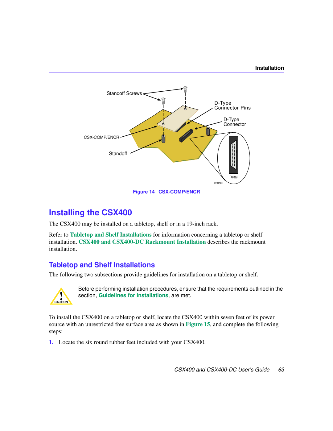 Cabletron Systems CSX400-DC manual Installing the CSX400, Tabletop and Shelf Installations 