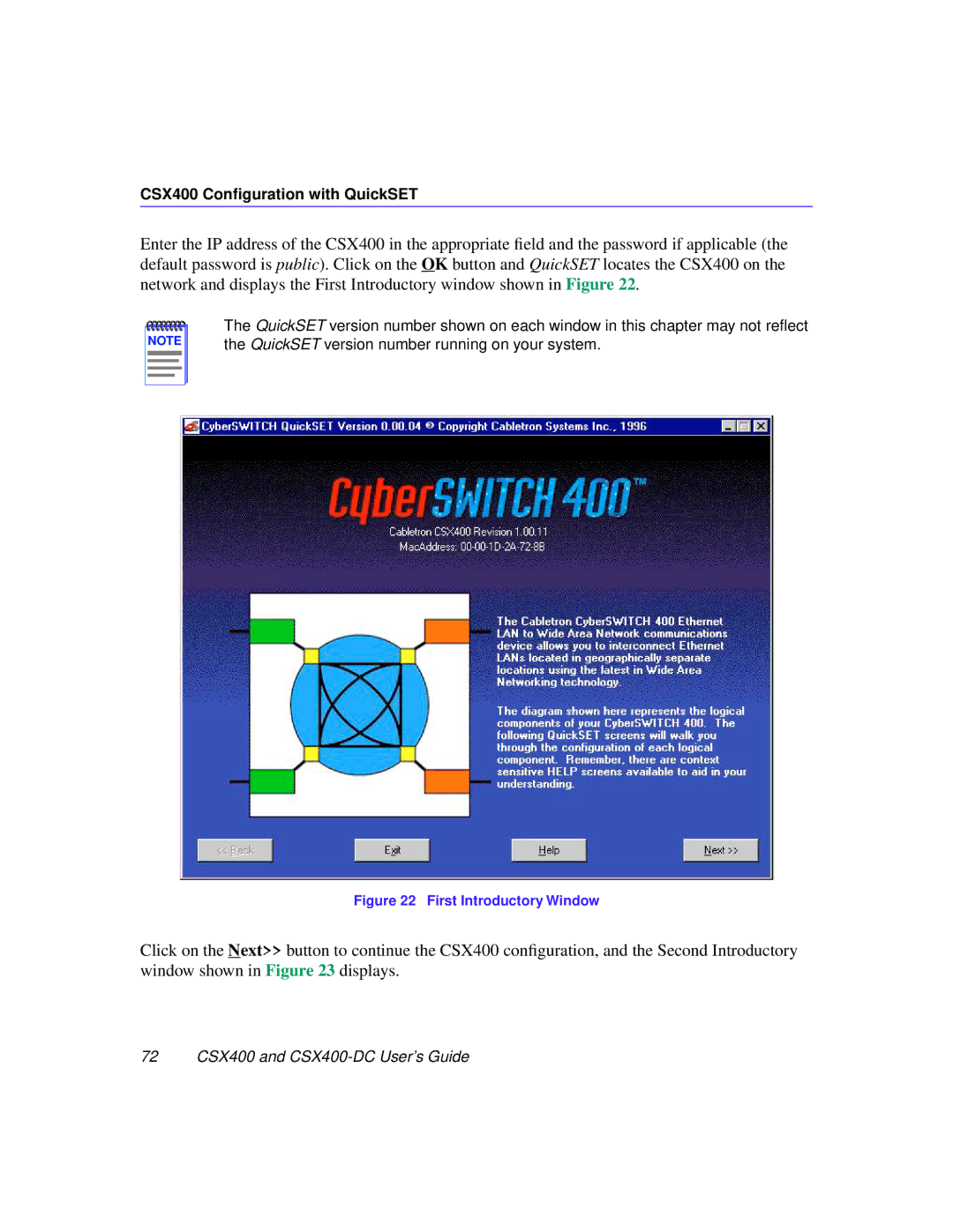 Cabletron Systems CSX400-DC manual CSX400 Configuration with QuickSET 