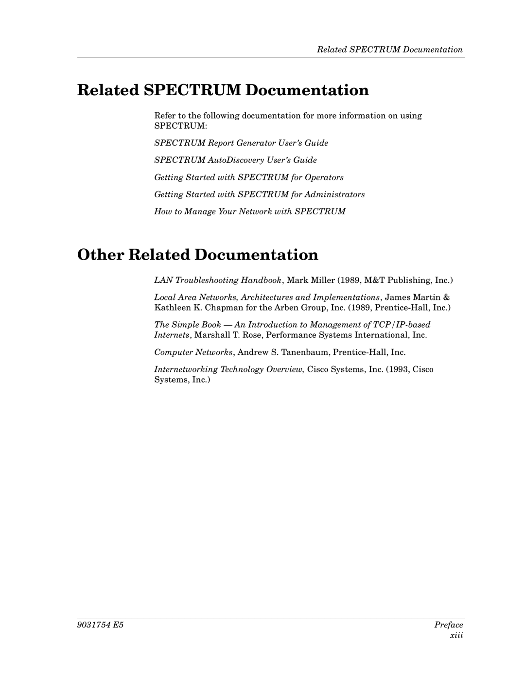 Cabletron Systems Dec GigaSwitch manual Related Spectrum Documentation, Other Related Documentation 