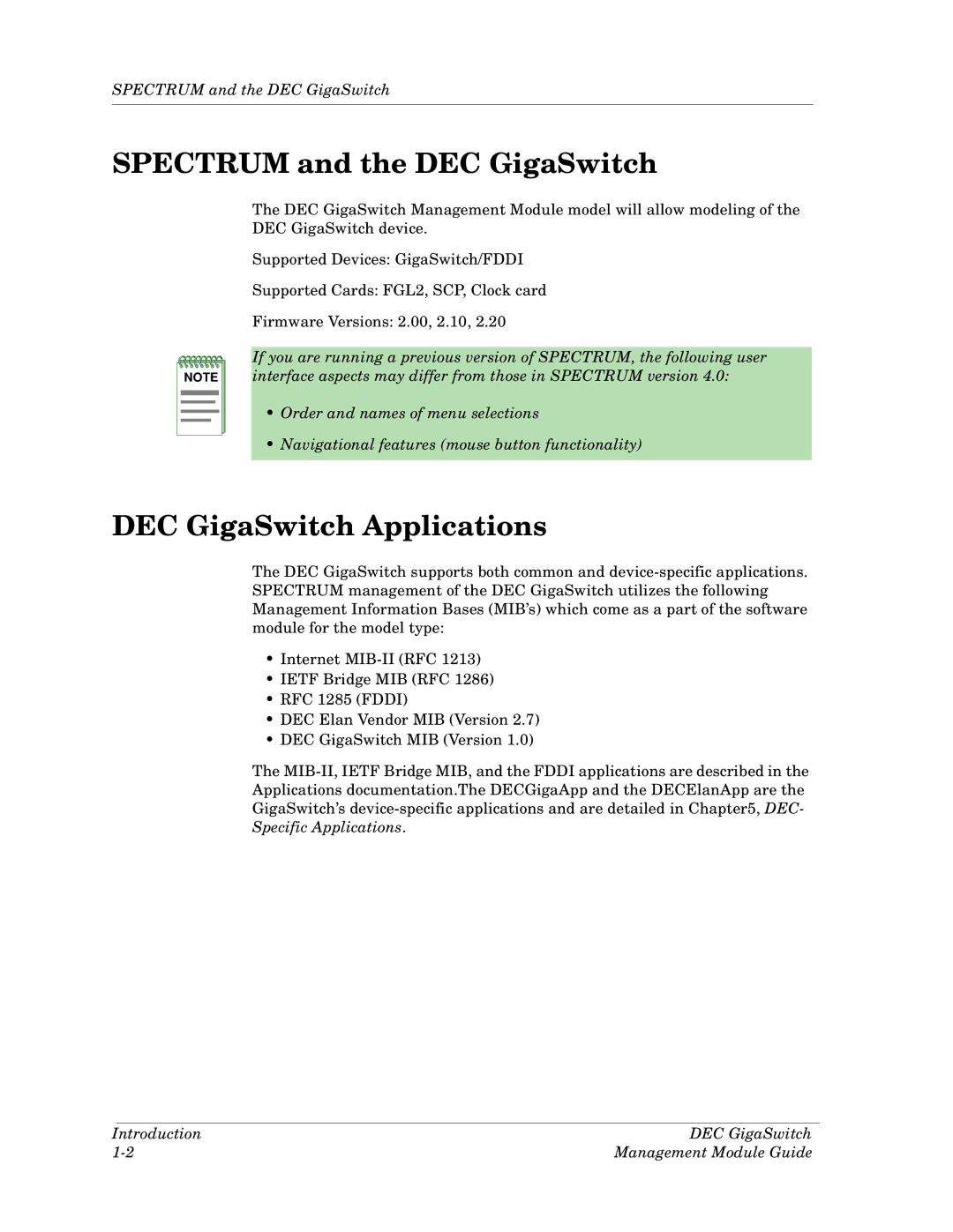 Cabletron Systems Dec GigaSwitch manual Spectrum and the DEC GigaSwitch, DEC GigaSwitch Applications 