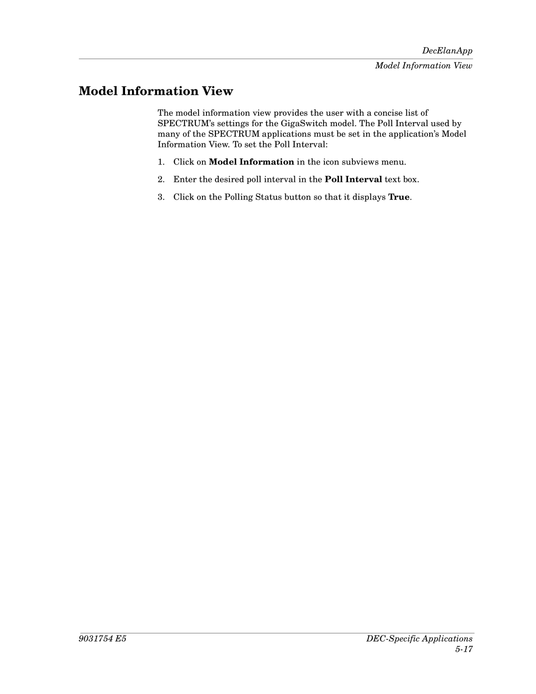 Cabletron Systems Dec GigaSwitch manual DecElanApp Model Information View 