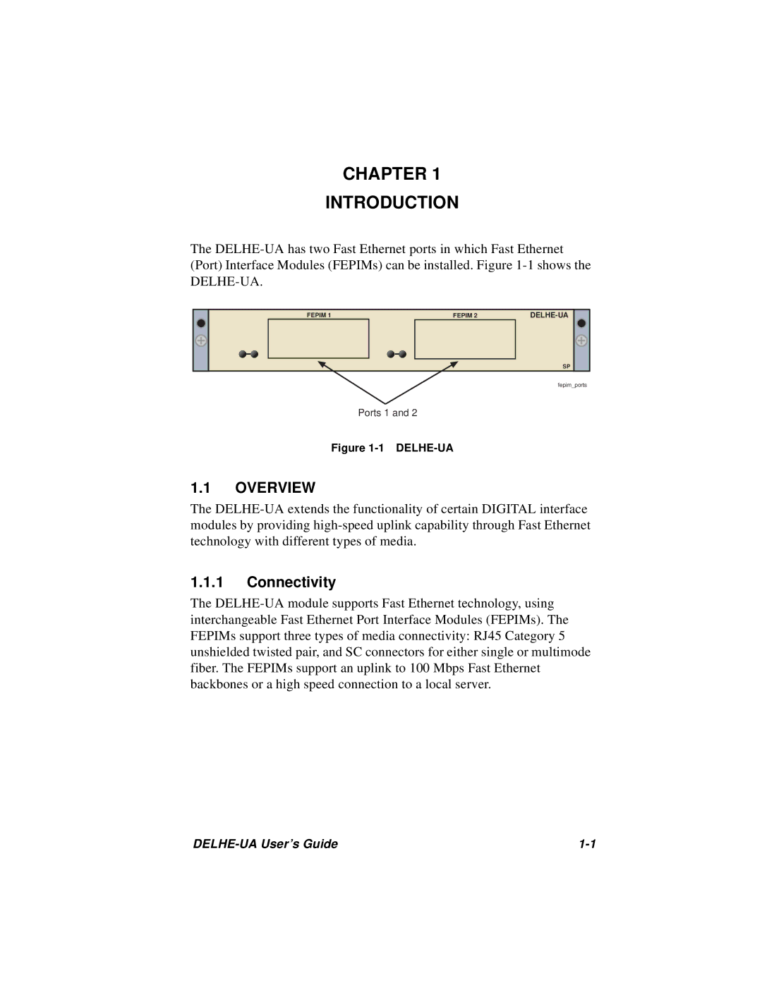 Cabletron Systems DELHE-UA manual Chapter Introduction, Connectivity 