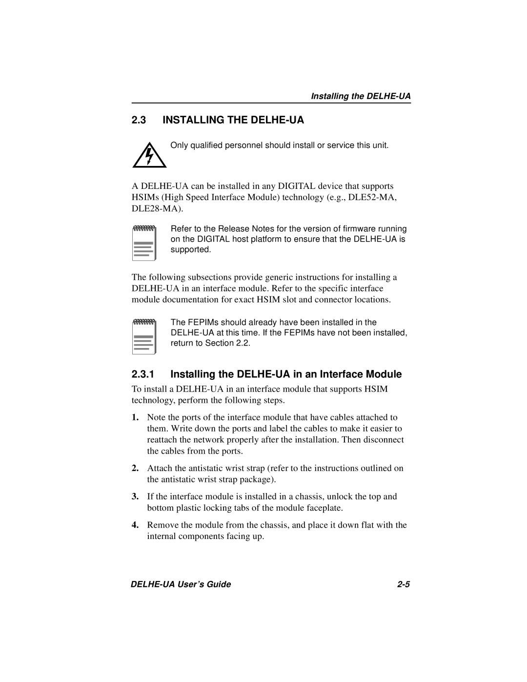 Cabletron Systems manual Installing the DELHE-UA in an Interface Module 