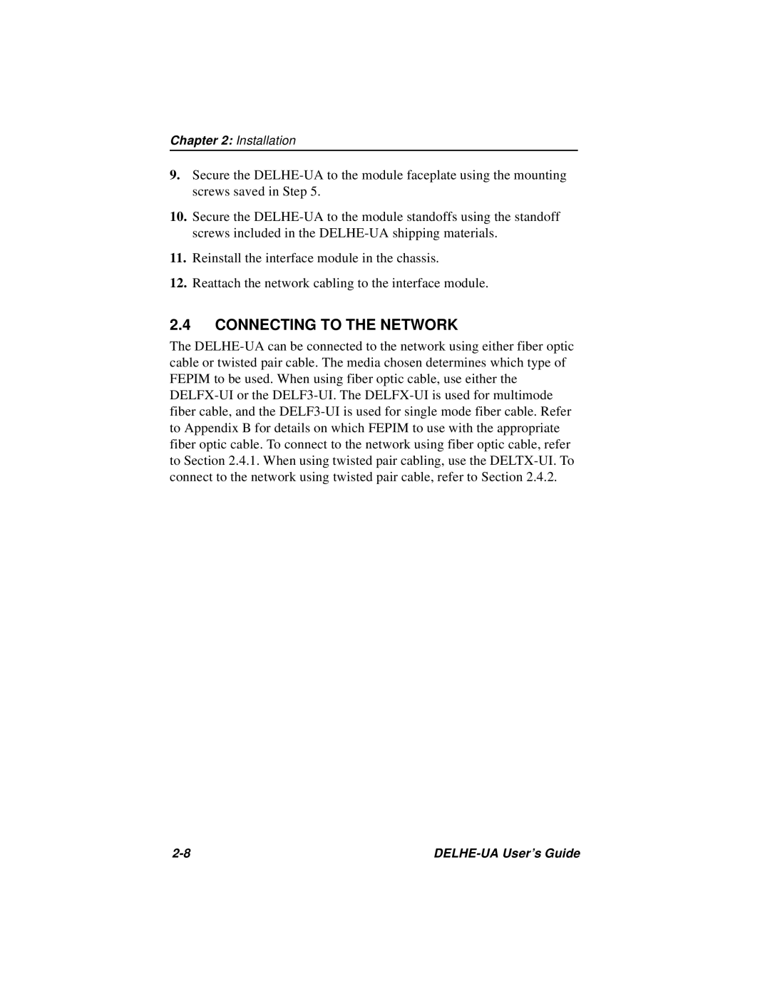 Cabletron Systems DELHE-UA manual Connecting to the Network 