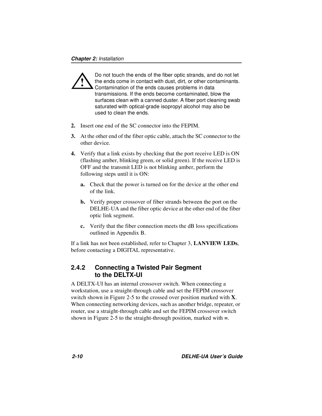 Cabletron Systems DELHE-UA manual Connecting a Twisted Pair Segment to the DELTX-UI 