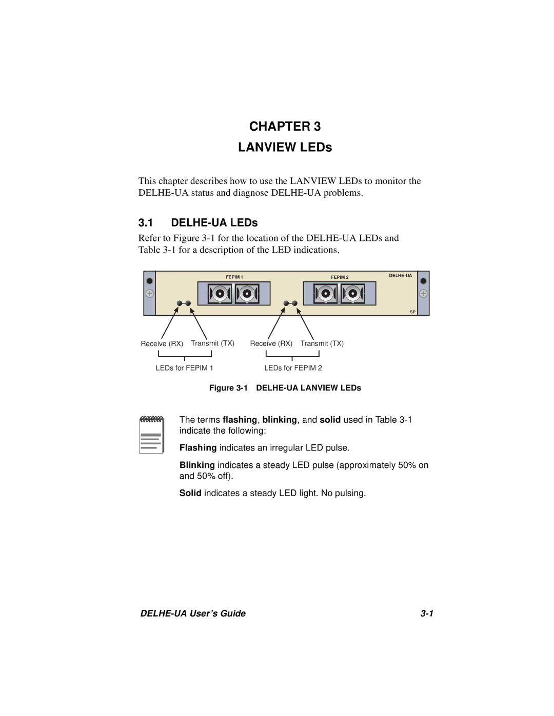 Cabletron Systems manual Chapter, DELHE-UA LEDs 