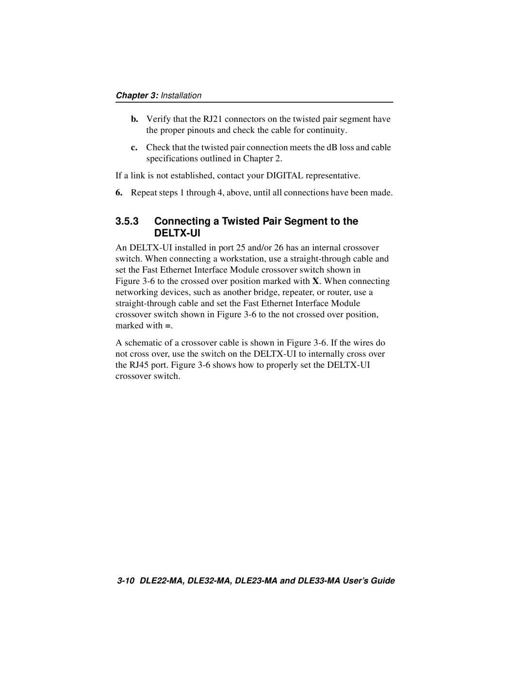 Cabletron Systems DLE33-MA, DLE22-MA, DLE32-MA, DLE23-MA manual Connecting a Twisted Pair Segment to, Deltx-Ui 