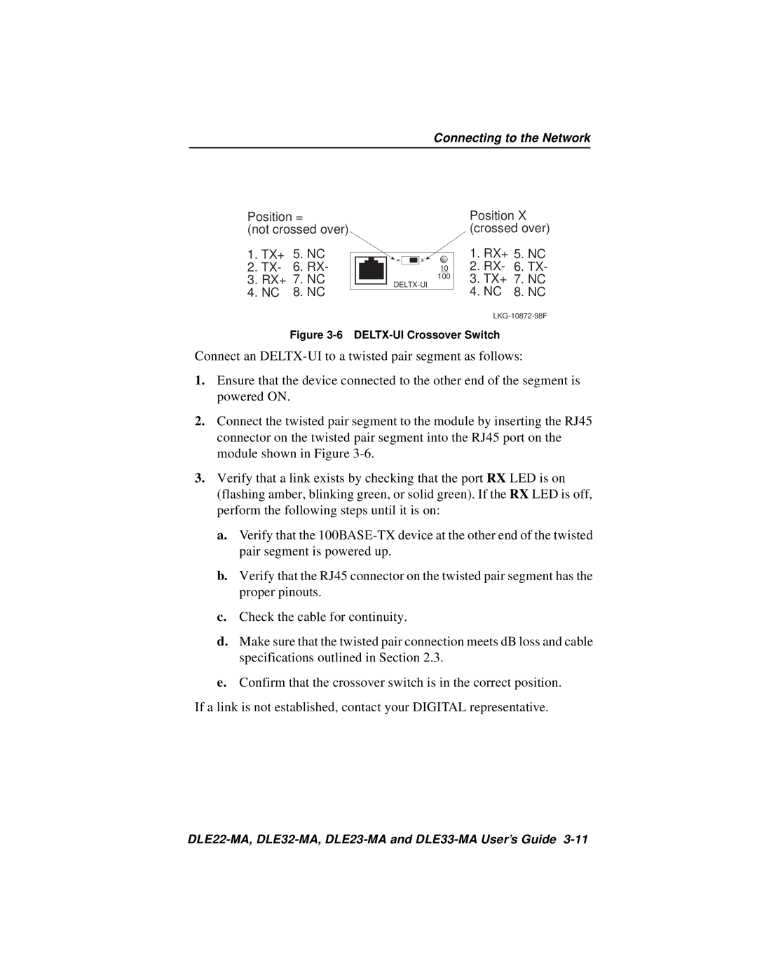 Cabletron Systems DLE22-MA, DLE33-MA, DLE32-MA, DLE23-MA manual DELTX-UI Crossover Switch 