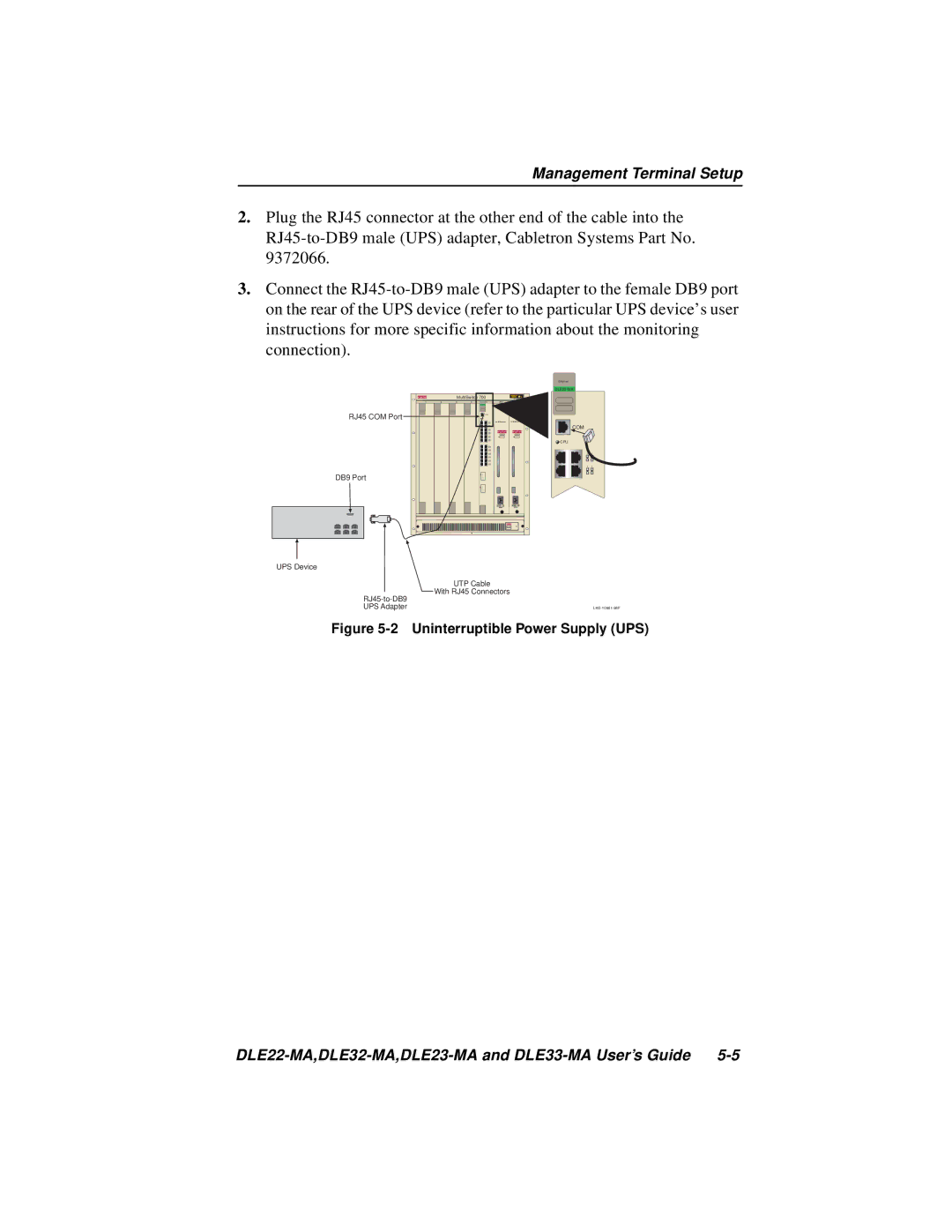 Cabletron Systems DLE22-MA, DLE33-MA, DLE32-MA, DLE23-MA manual Uninterruptible Power Supply UPS 