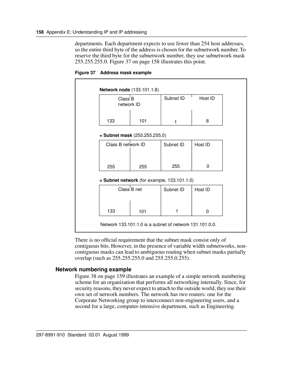 Cabletron Systems DMS-100 manual Network numbering example, Address mask example Network node 