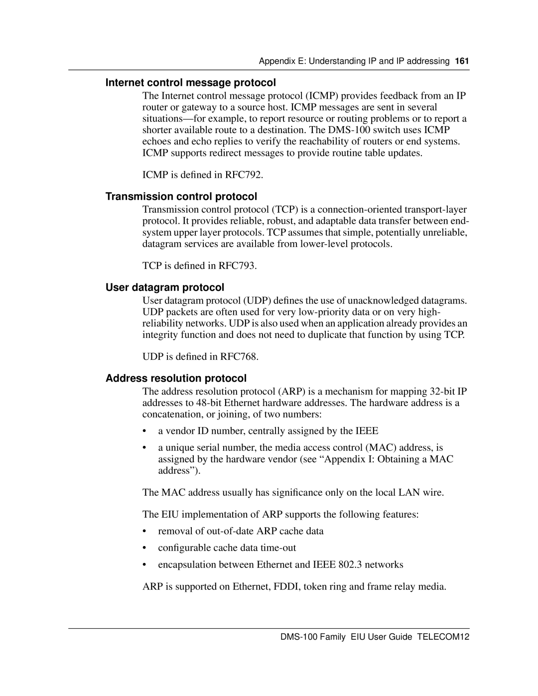 Cabletron Systems DMS-100 manual Internet control message protocol 