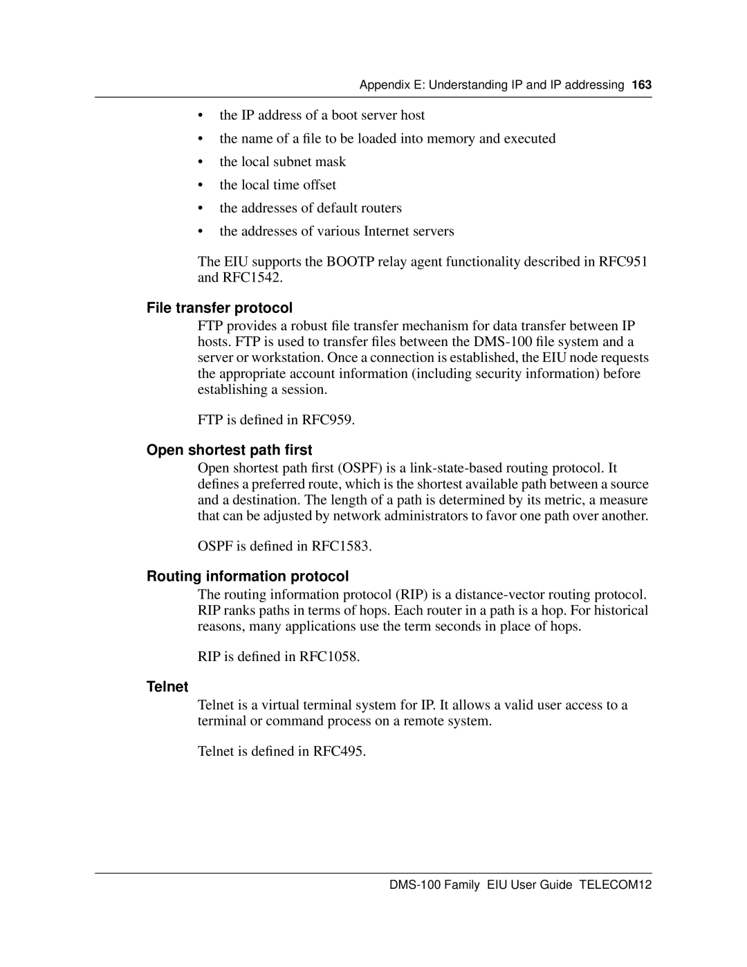 Cabletron Systems DMS-100 manual File transfer protocol, Open shortest path ﬁrst 