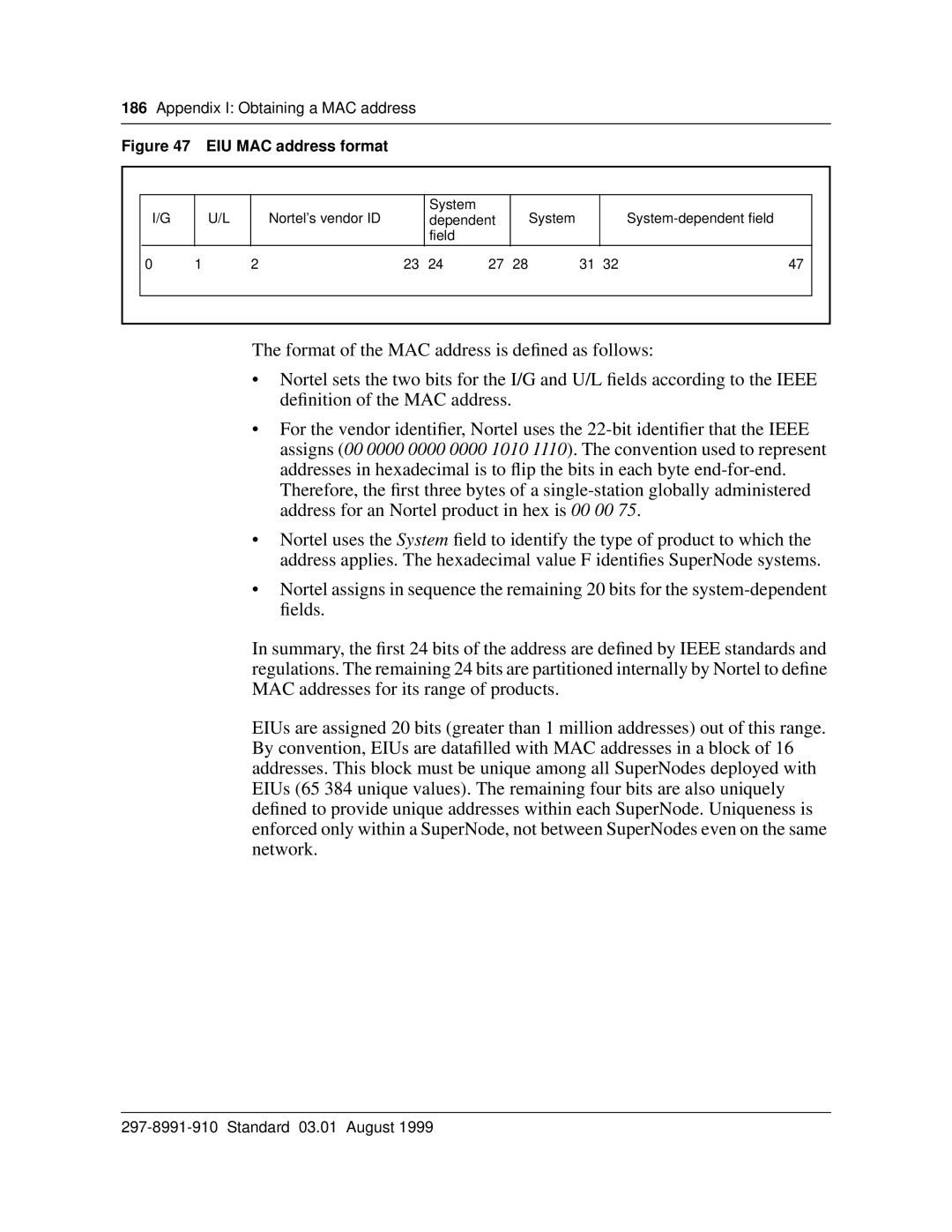 Cabletron Systems DMS-100 manual EIU MAC address format 