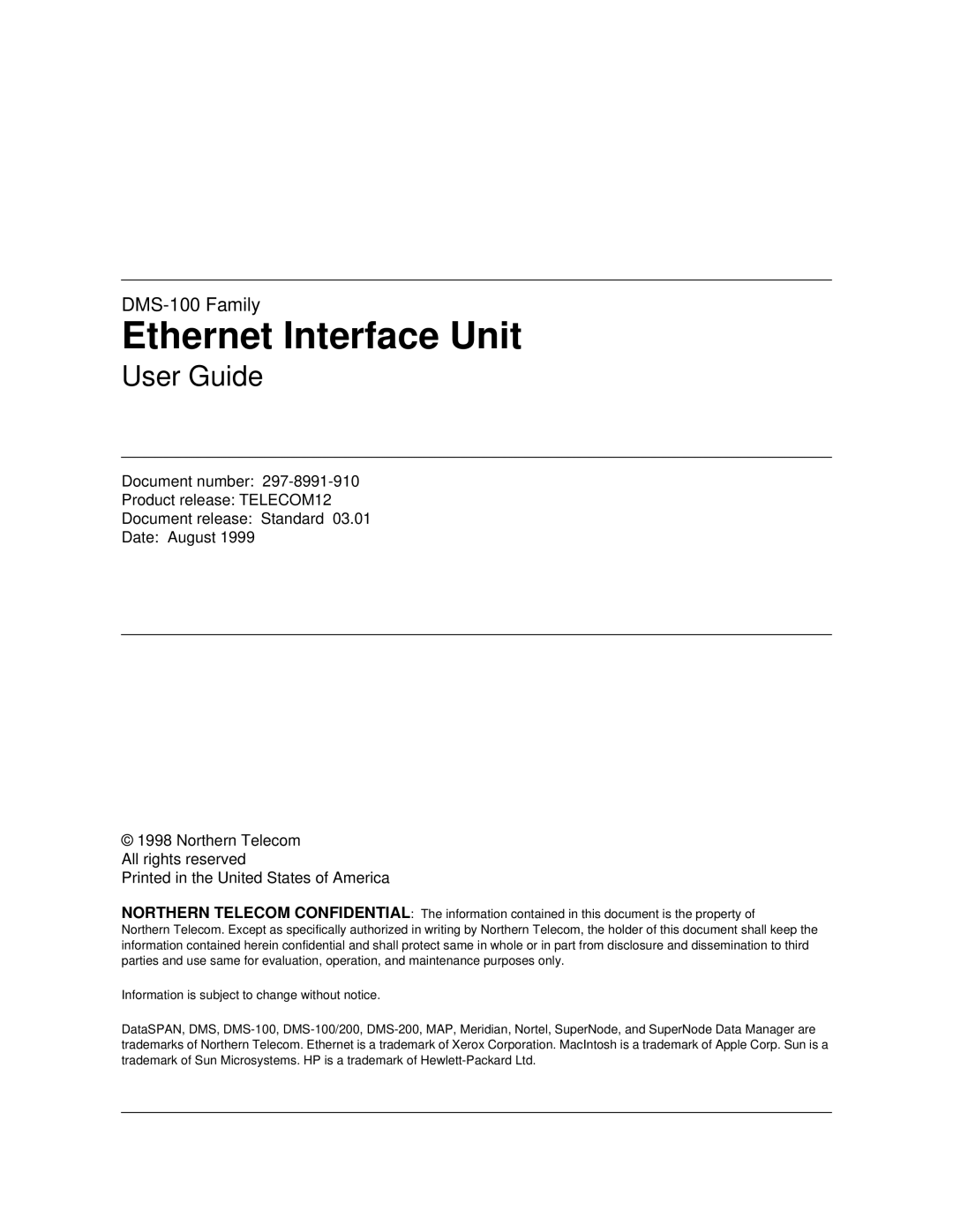 Cabletron Systems DMS-100 manual Ethernet Interface Unit 