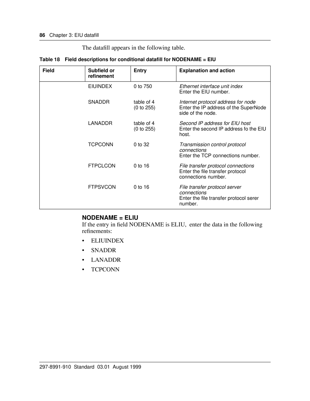 Cabletron Systems DMS-100 manual Eiuindex, Ethernet interface unit index, Internet protocol address for node, Lanaddr 