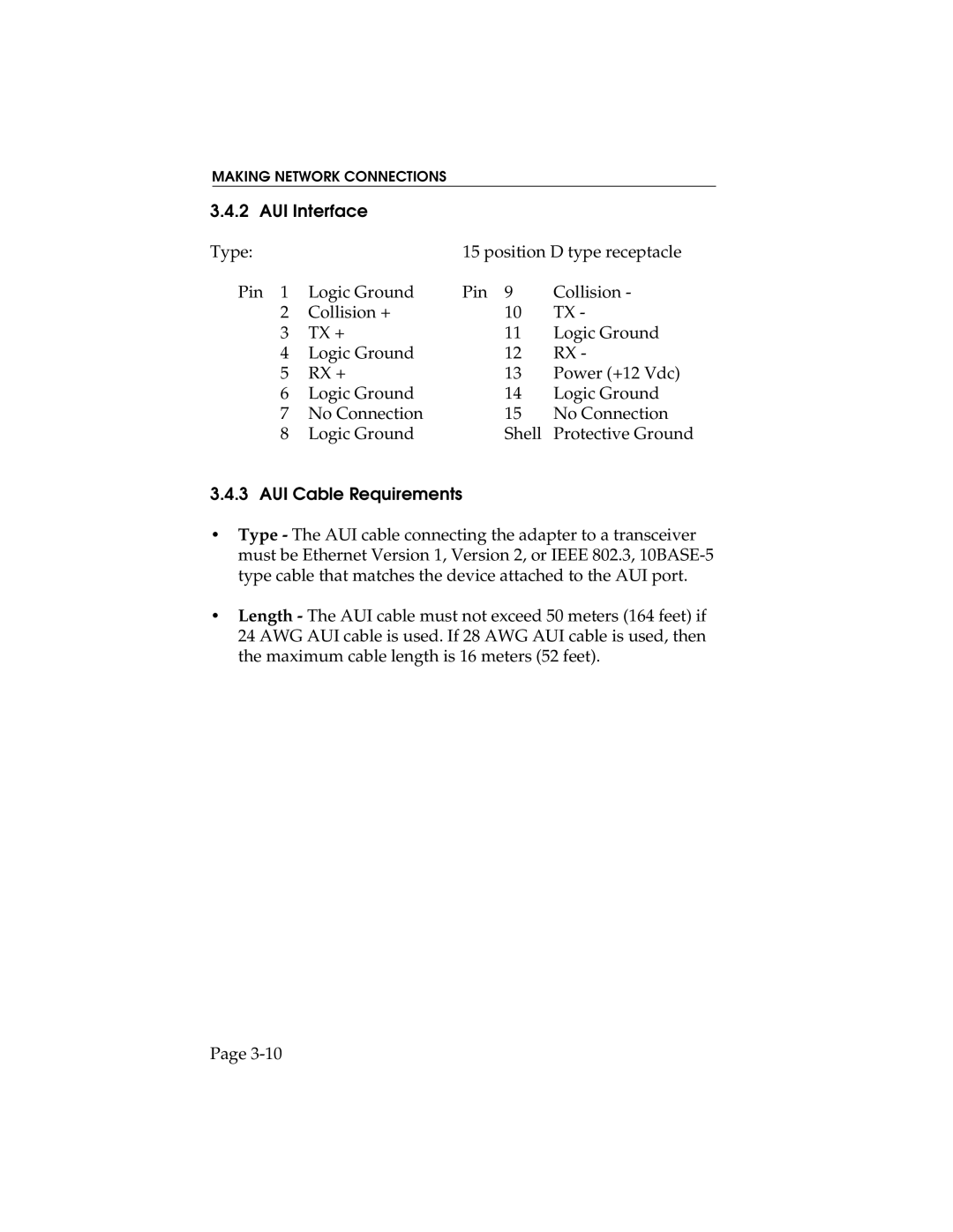 Cabletron Systems E3100, E2100, E1100 manual AUI Interface, AUI Cable Requirements 