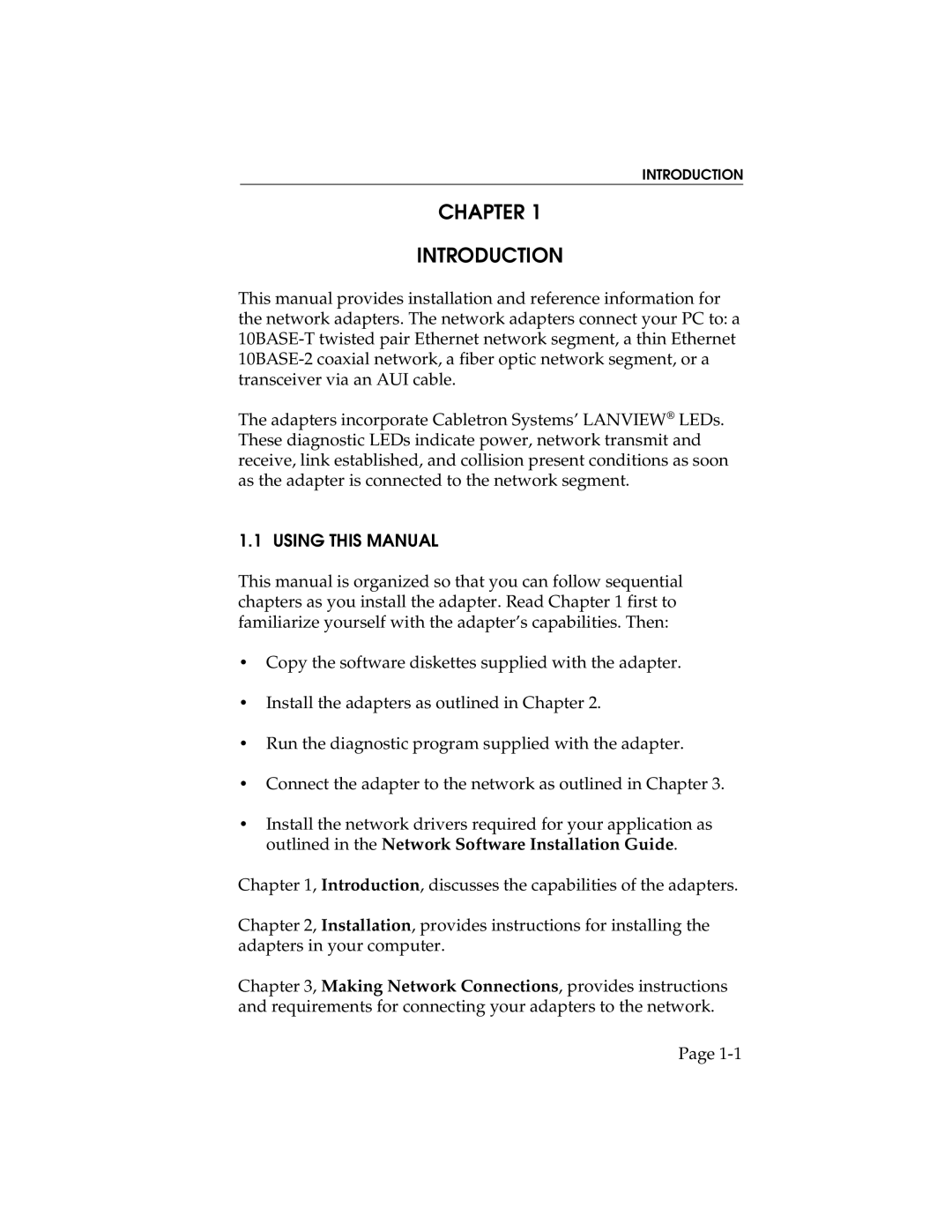 Cabletron Systems E2100, E1100, E3100 manual Chapter Introduction, Using this Manual 