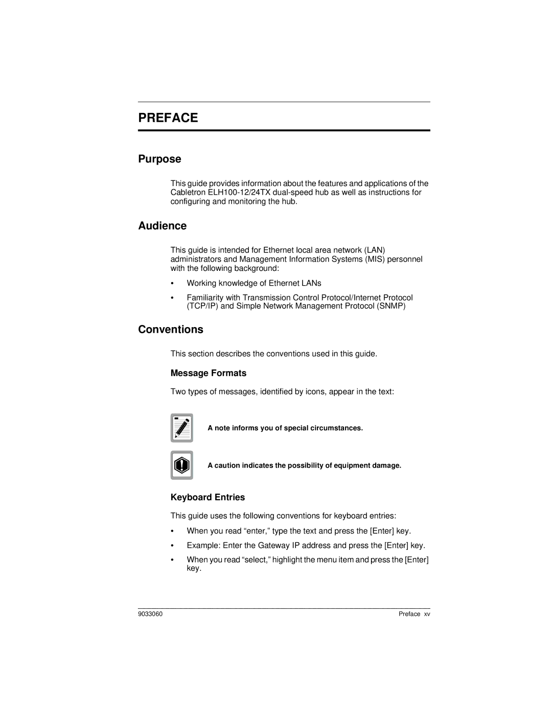 Cabletron Systems ELH100 manual Preface, Purpose, Audience, Conventions 