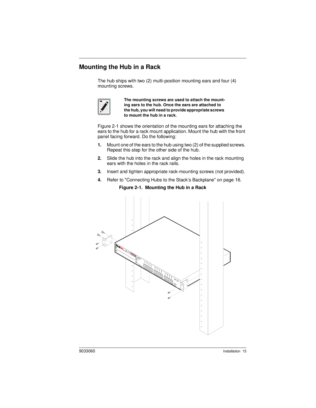 Cabletron Systems ELH100 manual Mounting the Hub in a Rack 