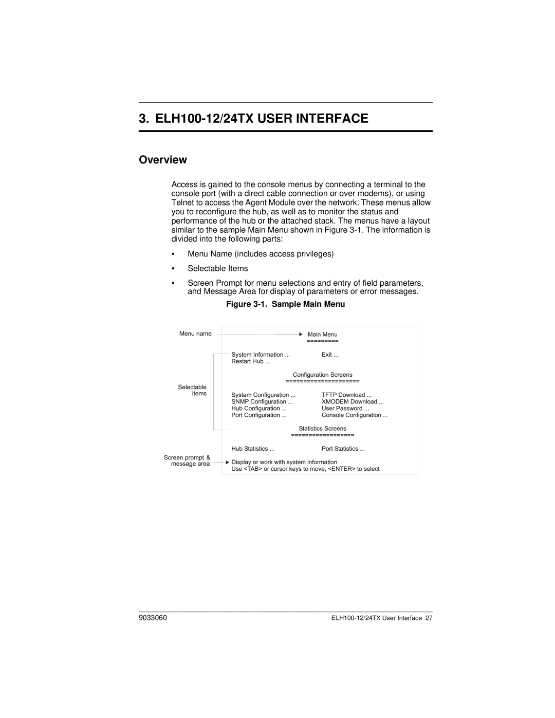 Cabletron Systems manual ELH100-12/24TX User Interface, Overview 