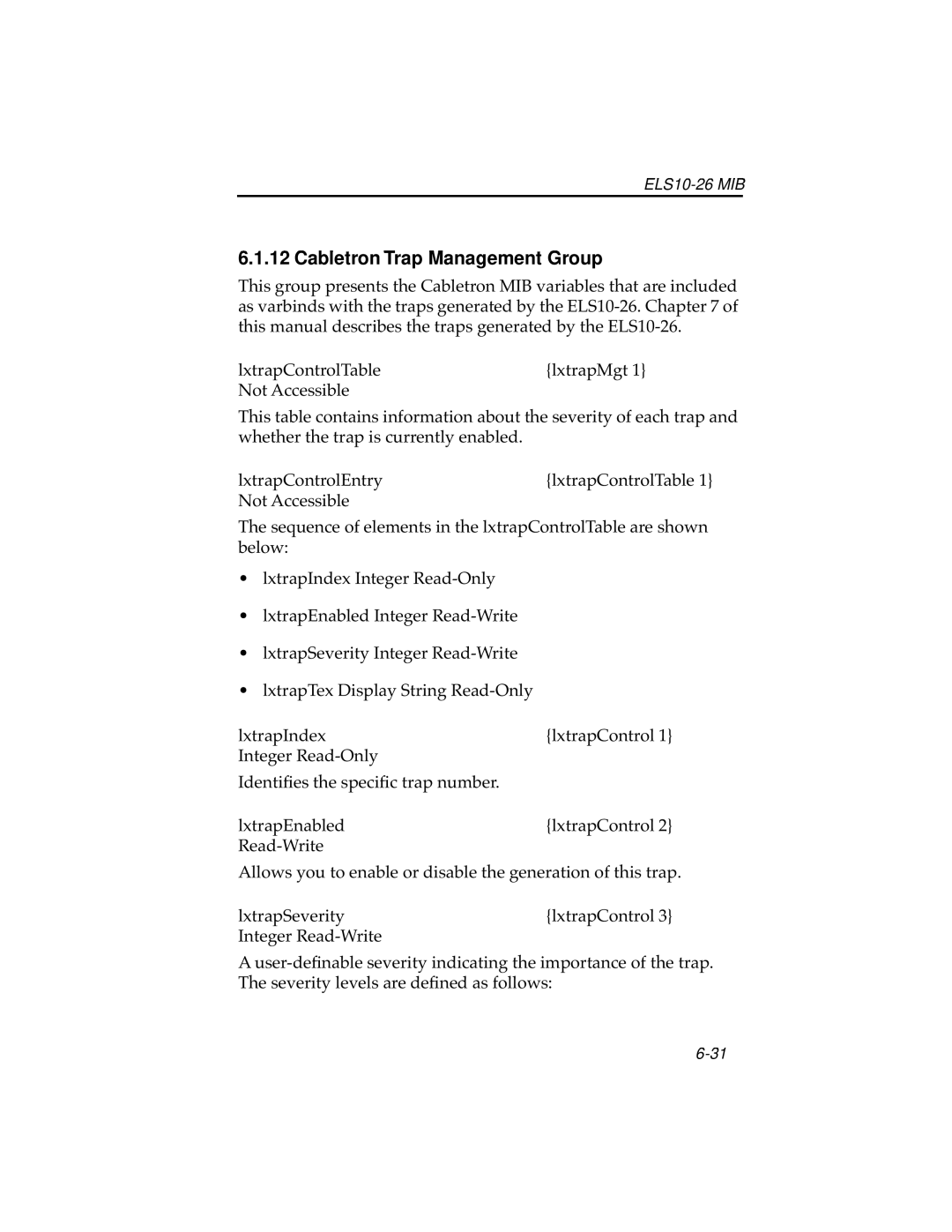 Cabletron Systems ELS10-26 manual Cabletron Trap Management Group 