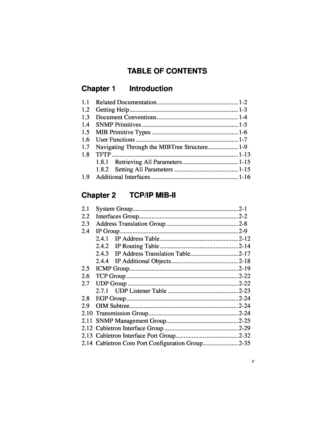 Cabletron Systems ELS10-26 manual Chapter, Introduction, Tcp/Ip Mib-Ii, Table Of Contents 